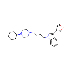 c1ccc2c(c1)c(-c1ccoc1)cn2CCCCN1CCN(C2CCCCC2)CC1 ZINC000072117073