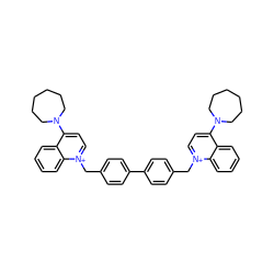 c1ccc2c(c1)c(N1CCCCCC1)cc[n+]2Cc1ccc(-c2ccc(C[n+]3ccc(N4CCCCCC4)c4ccccc43)cc2)cc1 ZINC000028476588