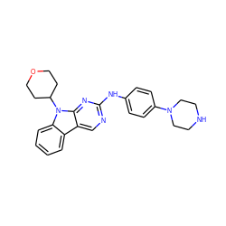 c1ccc2c(c1)c1cnc(Nc3ccc(N4CCNCC4)cc3)nc1n2C1CCOCC1 ZINC000068149938