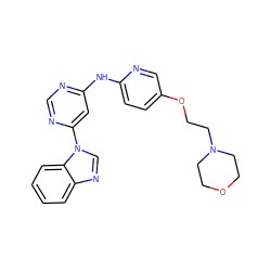 c1ccc2c(c1)ncn2-c1cc(Nc2ccc(OCCN3CCOCC3)cn2)ncn1 ZINC001772623019