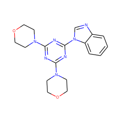 c1ccc2c(c1)ncn2-c1nc(N2CCOCC2)nc(N2CCOCC2)n1 ZINC000073140968