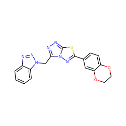 c1ccc2c(c1)nnn2Cc1nnc2sc(-c3ccc4c(c3)OCCO4)nn12 ZINC000002879384