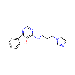 c1ccc2c(c1)oc1c(NCCCn3ccnc3)ncnc12 ZINC000004039176