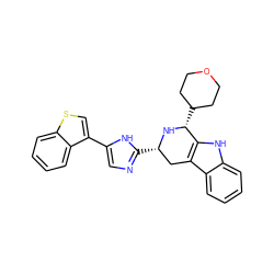 c1ccc2c3c([nH]c2c1)[C@@H](C1CCOCC1)N[C@@H](c1ncc(-c2csc4ccccc24)[nH]1)C3 ZINC000653730862