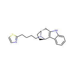 c1ccc2c3c([nH]c2c1)C[C@H]1CC[C@H]3N1CCCCc1nccs1 ZINC000100753813