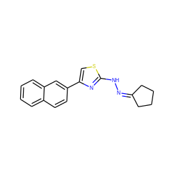 c1ccc2cc(-c3csc(NN=C4CCCC4)n3)ccc2c1 ZINC000169330815