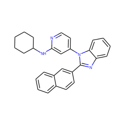 c1ccc2cc(-c3nc4ccccc4n3-c3ccnc(NC4CCCCC4)c3)ccc2c1 ZINC000095586682