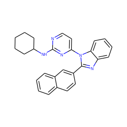 c1ccc2cc(-c3nc4ccccc4n3-c3ccnc(NC4CCCCC4)n3)ccc2c1 ZINC000095586463