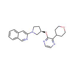 c1ccc2cc(N3CC[C@@H](Oc4nccnc4C4CCOCC4)C3)ncc2c1 ZINC000096169022