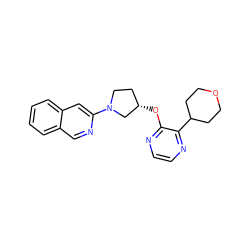 c1ccc2cc(N3CC[C@H](Oc4nccnc4C4CCOCC4)C3)ncc2c1 ZINC000096168990