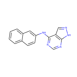 c1ccc2cc(Nc3ncnc4[nH]ncc34)ccc2c1 ZINC000004844400