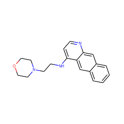 c1ccc2cc3c(NCCN4CCOCC4)ccnc3cc2c1 ZINC000000196200