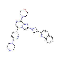 c1ccc2nc(C3CN(c4cn5c(-c6ccc(N7CCNCC7)nc6)cnc(N6CCOCC6)c5n4)C3)ccc2c1 ZINC000222018612