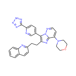 c1ccc2nc(CCc3nc4c(N5CCOCC5)ccnn4c3-c3ccc(-c4nn[nH]n4)nc3)ccc2c1 ZINC000223040557