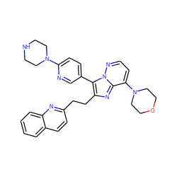 c1ccc2nc(CCc3nc4c(N5CCOCC5)ccnn4c3-c3ccc(N4CCNCC4)nc3)ccc2c1 ZINC001772597042