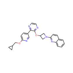 c1ccc2nc(N3CC(Oc4nccnc4-c4ccc(OCC5CC5)nc4)C3)ccc2c1 ZINC000096168840