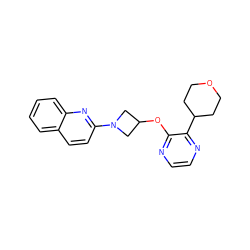 c1ccc2nc(N3CC(Oc4nccnc4C4CCOCC4)C3)ccc2c1 ZINC000096168956