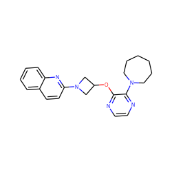 c1ccc2nc(N3CC(Oc4nccnc4N4CCCCCC4)C3)ccc2c1 ZINC000096168713