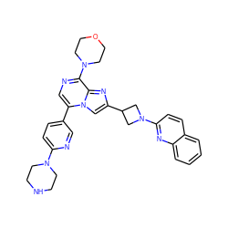 c1ccc2nc(N3CC(c4cn5c(-c6ccc(N7CCNCC7)nc6)cnc(N6CCOCC6)c5n4)C3)ccc2c1 ZINC000222023385