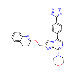 c1ccc2nc(OCc3cn4c(-c5ccc(-c6nn[nH]n6)cc5)cnc(N5CCOCC5)c4n3)ccc2c1 ZINC000222025445