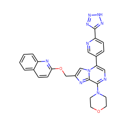 c1ccc2nc(OCc3cn4c(-c5ccc(-c6nn[nH]n6)nc5)cnc(N5CCOCC5)c4n3)ccc2c1 ZINC000222041269