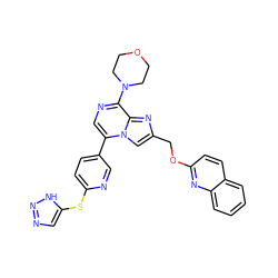 c1ccc2nc(OCc3cn4c(-c5ccc(Sc6cnn[nH]6)nc5)cnc(N5CCOCC5)c4n3)ccc2c1 ZINC001772578727