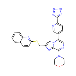 c1ccc2nc(SCc3cn4c(-c5ccc(-c6nn[nH]n6)nc5)cnc(N5CCOCC5)c4n3)ccc2c1 ZINC001772602303