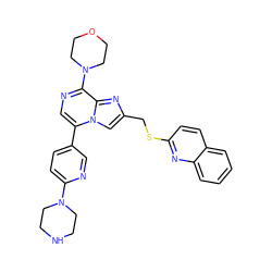 c1ccc2nc(SCc3cn4c(-c5ccc(N6CCNCC6)nc5)cnc(N5CCOCC5)c4n3)ccc2c1 ZINC000222023534