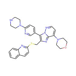 c1ccc2nc(SCc3nc4c(N5CCOCC5)ccnn4c3-c3ccc(N4CCNCC4)nc3)ccc2c1 ZINC000222992201