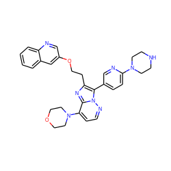 c1ccc2ncc(OCCc3nc4c(N5CCOCC5)ccnn4c3-c3ccc(N4CCNCC4)nc3)cc2c1 ZINC001772639213