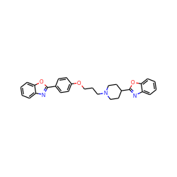 c1ccc2oc(-c3ccc(OCCCN4CCC(c5nc6ccccc6o5)CC4)cc3)nc2c1 ZINC000473154773