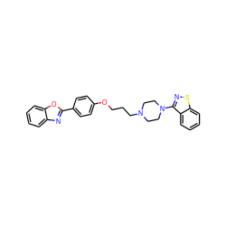 c1ccc2oc(-c3ccc(OCCCN4CCN(c5nsc6ccccc56)CC4)cc3)nc2c1 ZINC000473155063