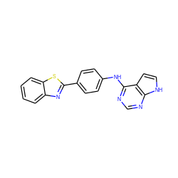 c1ccc2sc(-c3ccc(Nc4ncnc5[nH]ccc45)cc3)nc2c1 ZINC000040862206