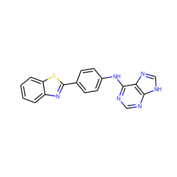 c1ccc2sc(-c3ccc(Nc4ncnc5[nH]cnc45)cc3)nc2c1 ZINC000040915250