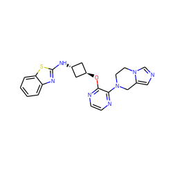 c1ccc2sc(N[C@H]3C[C@H](Oc4nccnc4N4CCn5cncc5C4)C3)nc2c1 ZINC000147027757