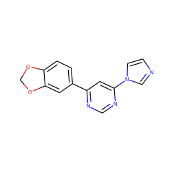 c1cn(-c2cc(-c3ccc4c(c3)OCO4)ncn2)cn1 ZINC000004239421