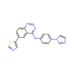 c1cn(-c2ccc(Nc3ncnc4ccc(-c5cncs5)cc34)cc2)cn1 ZINC000299851779