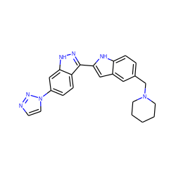 c1cn(-c2ccc3c(-c4cc5cc(CN6CCCCC6)ccc5[nH]4)n[nH]c3c2)nn1 ZINC000014949257