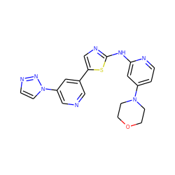 c1cn(-c2cncc(-c3cnc(Nc4cc(N5CCOCC5)ccn4)s3)c2)nn1 ZINC000034839414