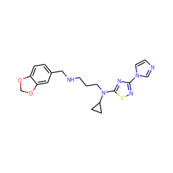 c1cn(-c2nsc(N(CCCNCc3ccc4c(c3)OCO4)C3CC3)n2)cn1 ZINC000073158531