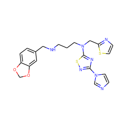 c1cn(-c2nsc(N(CCCNCc3ccc4c(c3)OCO4)Cc3nccs3)n2)cn1 ZINC000073169883