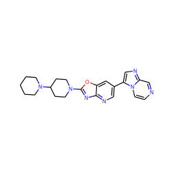 c1cn2c(-c3cnc4nc(N5CCC(N6CCCCC6)CC5)oc4c3)cnc2cn1 ZINC000073313017