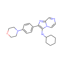 c1cn2c(NC3CCCCC3)c(-c3ccc(N4CCOCC4)cc3)nc2cn1 ZINC000004597397