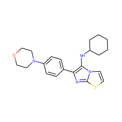 c1cn2c(NC3CCCCC3)c(-c3ccc(N4CCOCC4)cc3)nc2s1 ZINC000073295873