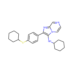 c1cn2c(NC3CCCCC3)c(-c3ccc(SC4CCCCC4)cc3)nc2cn1 ZINC000036382302