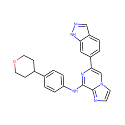 c1cn2cc(-c3ccc4cn[nH]c4c3)nc(Nc3ccc(C4CCOCC4)cc3)c2n1 ZINC000140614246