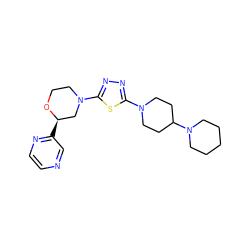 c1cnc([C@@H]2CN(c3nnc(N4CCC(N5CCCCC5)CC4)s3)CCO2)cn1 ZINC000084652197