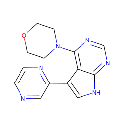 c1cnc(-c2c[nH]c3ncnc(N4CCOCC4)c23)cn1 ZINC000299866146