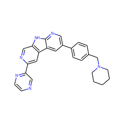 c1cnc(-c2cc3c(cn2)[nH]c2ncc(-c4ccc(CN5CCCCC5)cc4)cc23)cn1 ZINC000139409381