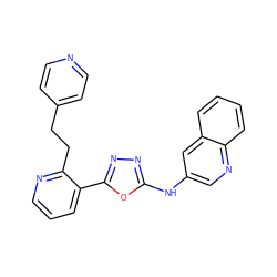 c1cnc(CCc2ccncc2)c(-c2nnc(Nc3cnc4ccccc4c3)o2)c1 ZINC000014946581